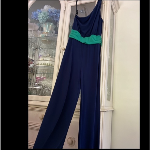 Velvet Torch One shoulder jumpsuit navy green Juniors size L - Picture 8 of 16